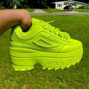 FILA platform lime green sneakers